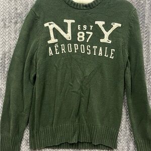 Aeropostale Pullover Sweater Mens 1987 Rib Knit Embroidered Green Medium Y2K